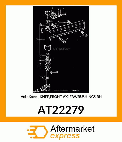 Axle Knee - KNEE,FRONT AXLE,W/BUSHINGS,RH AT22279