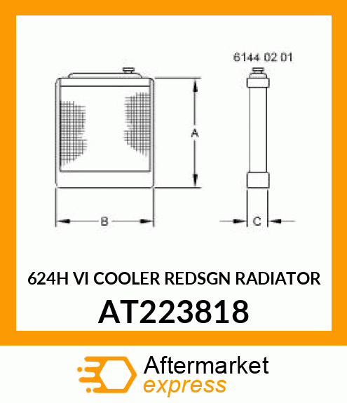 624H VI COOLER REDSGN RADIATOR AT223818