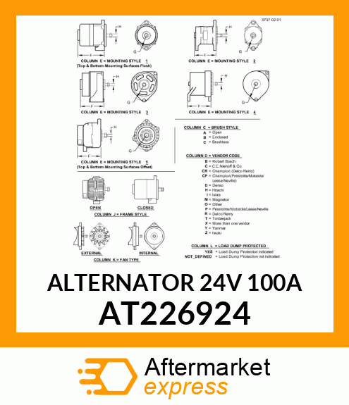 ALTERNATOR 24V 100A AT226924