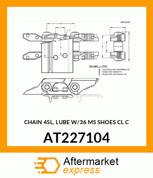 TRACK ASSEMBLY WITH SHOES, CHAIN 45 AT227104