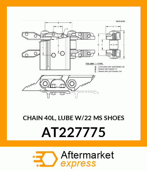 TRACK ASSEMBLY WITH SHOES, CHAIN 40 AT227775