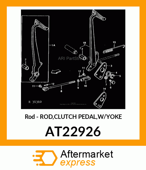 Rod - ROD,CLUTCH PEDAL,W/YOKE AT22926