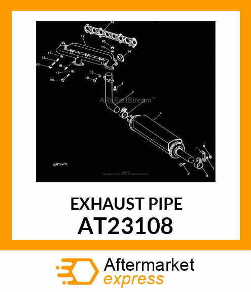 Exhaust Pipe - PIPE,EXHAUST WITH FLANGE (Part is Obsolete) AT23108