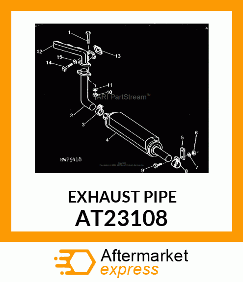 Exhaust Pipe - PIPE,EXHAUST WITH FLANGE (Part is Obsolete) AT23108