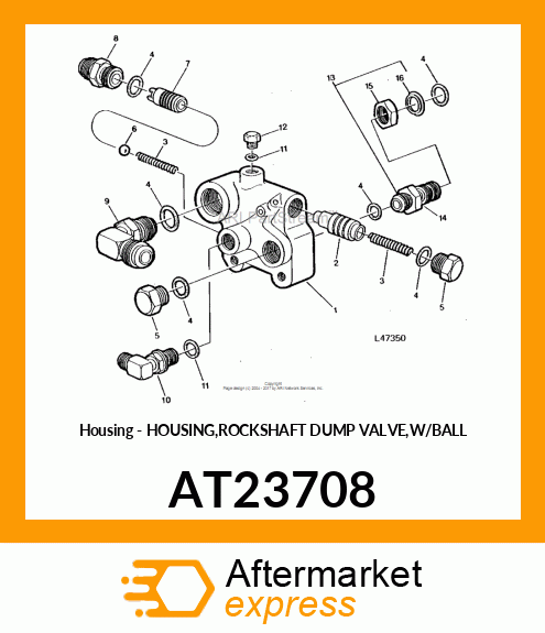 Housing - HOUSING,ROCKSHAFT DUMP VALVE,W/BALL AT23708