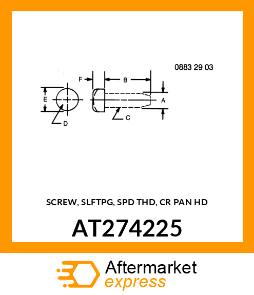 SCREW, SLFTPG, SPD THD, CR PAN HD AT274225