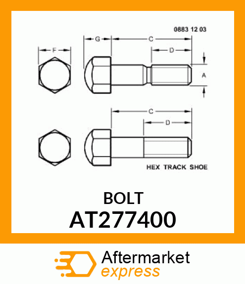 MASTER TRACK BOLT, MASTER BOLT SHOR AT277400