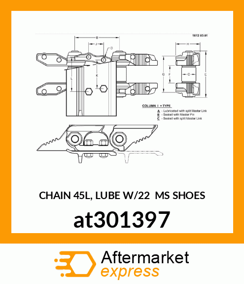 TRACK ASSEMBLY WITH SHOES, CHAIN 45 at301397