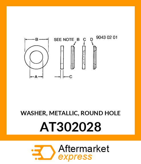 WASHER, METALLIC, ROUND HOLE AT302028