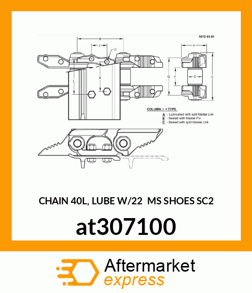 TRACK ASSEMBLY WITH SHOES, CHAIN 40 at307100