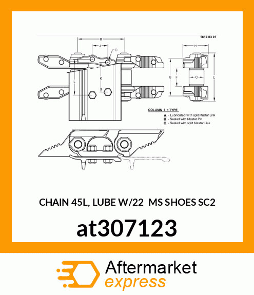 TRACK ASSEMBLY WITH SHOES, CHAIN 45 at307123