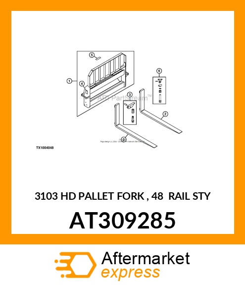 FORK, 48" PALLET FORK TINE ITA CLAS AT309285