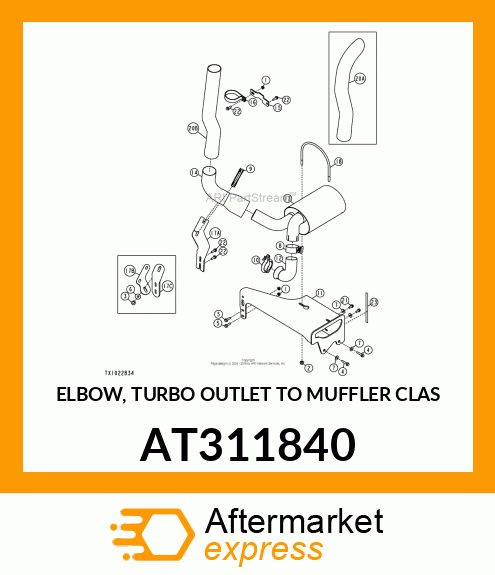 ELBOW, TURBO OUTLET TO MUFFLER CLAS AT311840