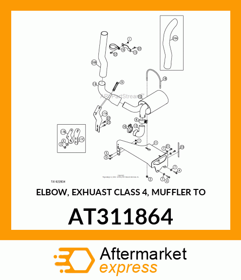 ELBOW, EXHUAST CLASS 4, MUFFLER TO AT311864
