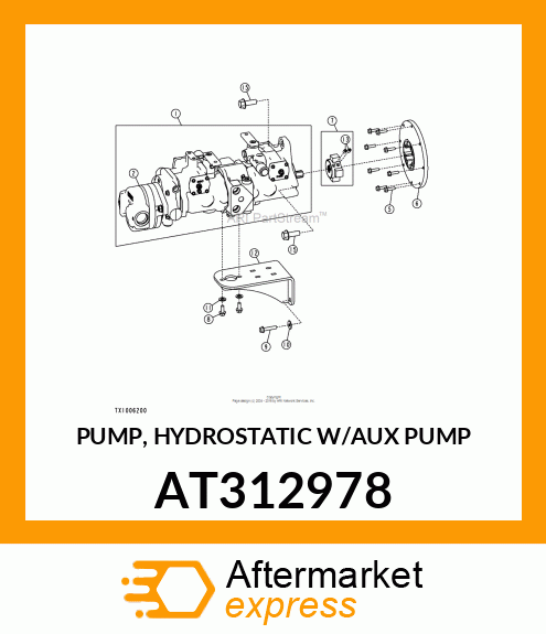 PUMP, HYDROSTATIC W/AUX PUMP AT312978