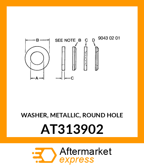 WASHER, METALLIC, ROUND HOLE AT313902