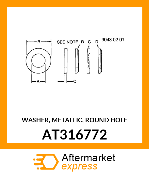 WASHER, METALLIC, ROUND HOLE AT316772