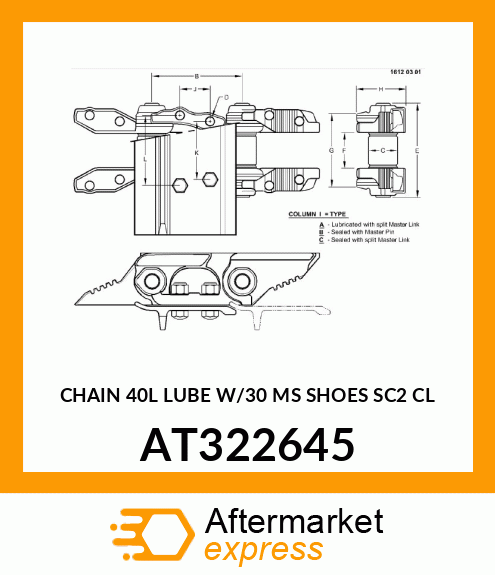 TRACK ASSEMBLY WITH SHOES, CHAIN 40 AT322645