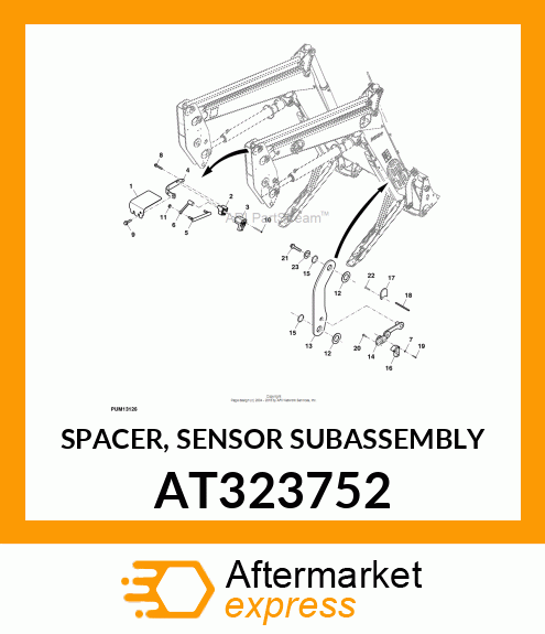 SPACER, SENSOR SUBASSEMBLY AT323752