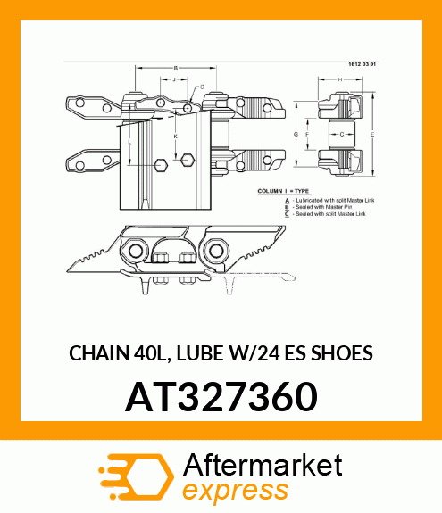 TRACK ASSEMBLY WITH SHOES, CHAIN 40 AT327360