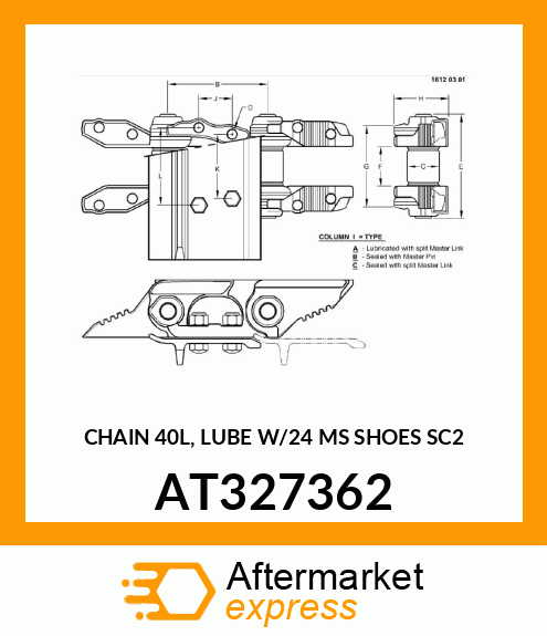 TRACK ASSEMBLY WITH SHOES, CHAIN 40 AT327362