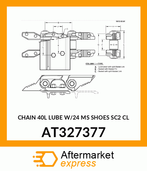 TRACK ASSEMBLY WITH SHOES, CHAIN 40 AT327377