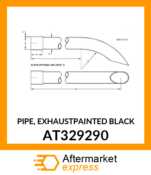 PIPE, EXHAUST(PAINTED BLACK) AT329290