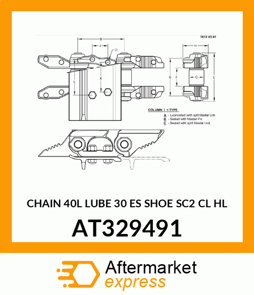 TRACK ASSEMBLY WITH SHOES, CHAIN 40 AT329491
