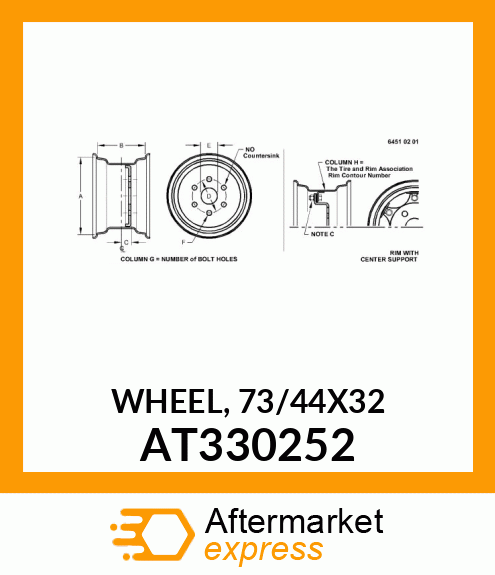 WHEEL, 73/44X32 AT330252