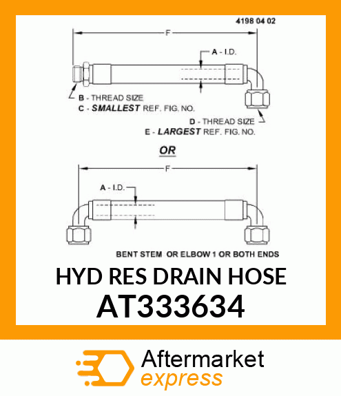 HYD RES DRAIN HOSE AT333634