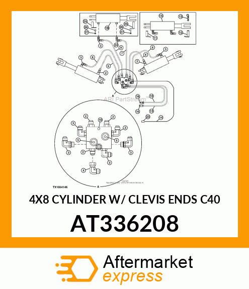 4X8 CYLINDER W/ CLEVIS ENDS C40 AT336208