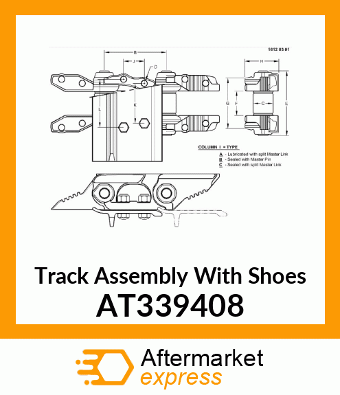 TRACK ASSEMBLY WITH SHOES, CHAIN 45 AT339408