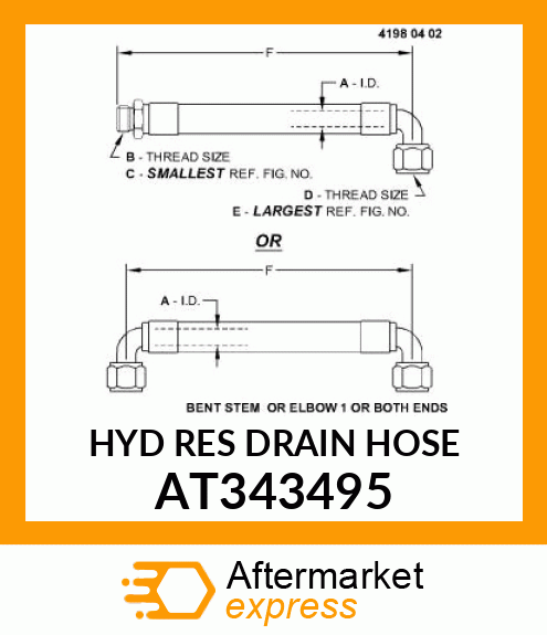 HYD RES DRAIN HOSE AT343495