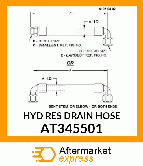 HYD RES DRAIN HOSE AT345501