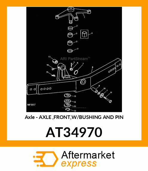 Axle - AXLE ,FRONT,W/BUSHING AND PIN AT34970