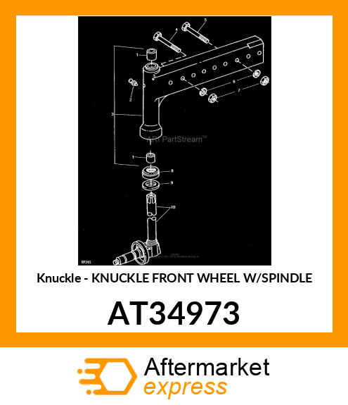 Knuckle - KNUCKLE FRONT WHEEL W/SPINDLE AT34973