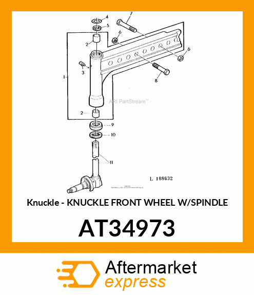 Knuckle - KNUCKLE FRONT WHEEL W/SPINDLE AT34973