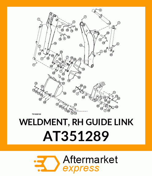 WELDMENT, RH GUIDE LINK AT351289