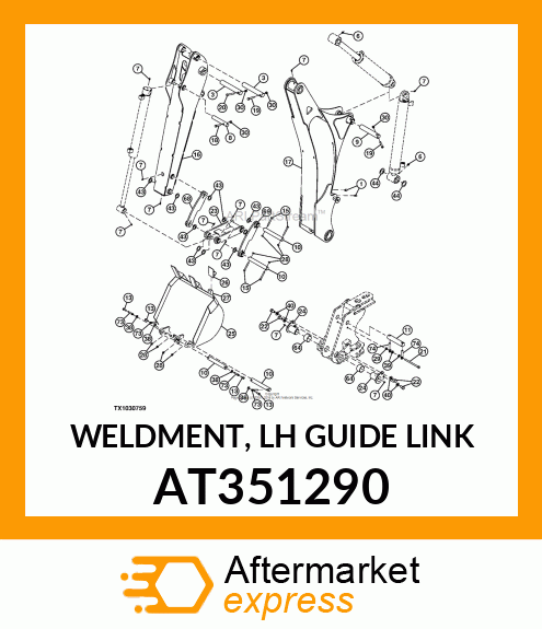WELDMENT, LH GUIDE LINK AT351290
