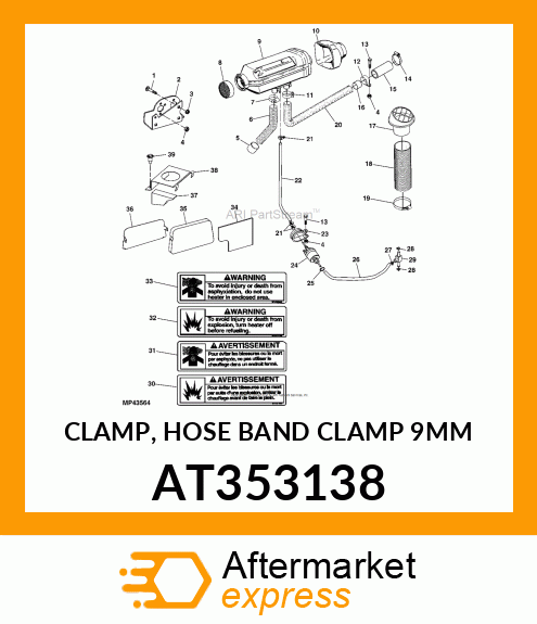 CLAMP, HOSE BAND CLAMP 9MM AT353138