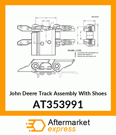 TRACK ASSEMBLY WITH SHOES, CHAIN 38 AT353991