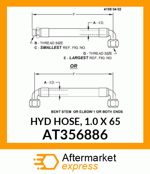 HYD HOSE, 1.0 X 65 AT356886