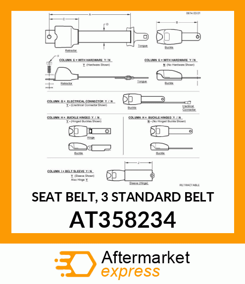 SEAT BELT, 3 STANDARD BELT AT358234