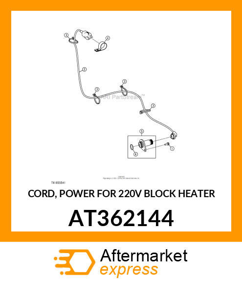 CORD, POWER FOR 220V BLOCK HEATER AT362144