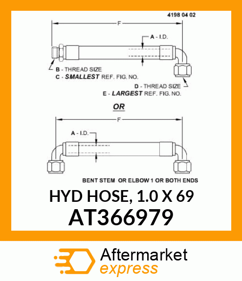 HYD HOSE, 1.0 X 69 AT366979