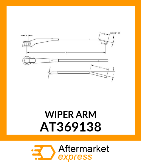 WIPER ARM, 330MM, DRY AT369138