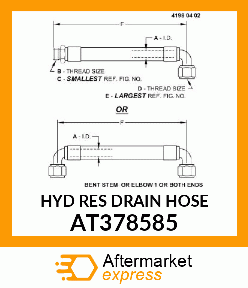 HYD RES DRAIN HOSE AT378585