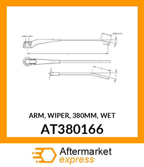 ARM, WIPER, 380MM, WET AT380166