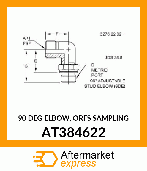 90 DEG ELBOW, ORFS SAMPLING AT384622