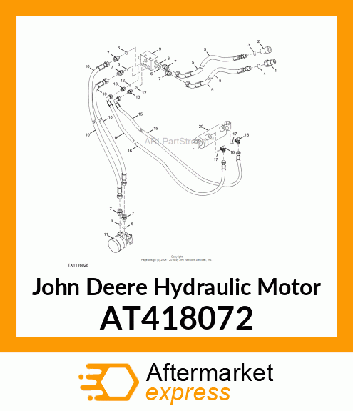 MOTOR, HYD., 14 SPLINE 18.3 CU AT418072